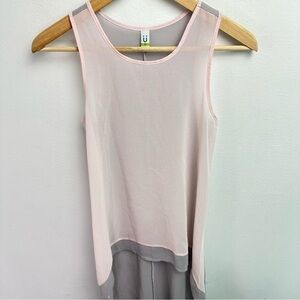 Chiffon Pink Grey Hi low Sleeveless Blouse 12